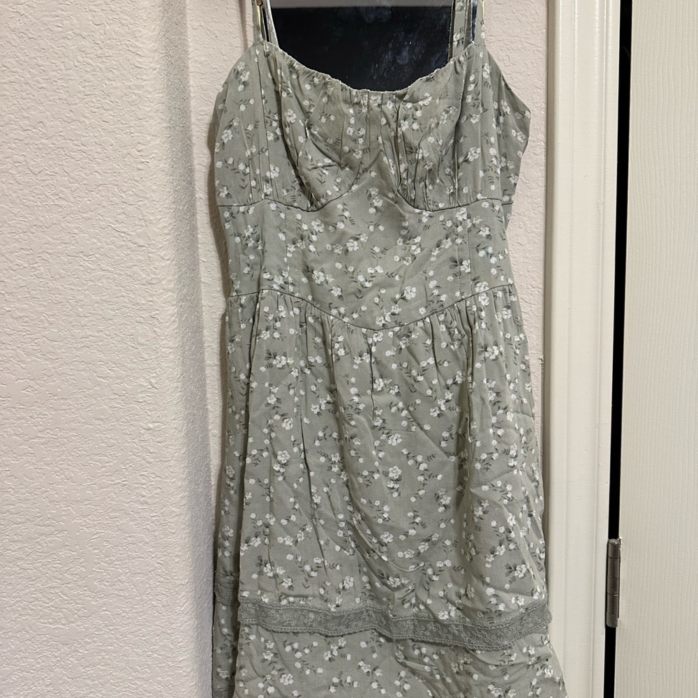 Hollister Light Green Floral Mini Dress